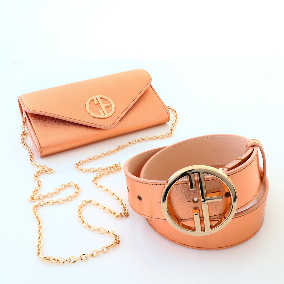 Set of Small Women's Bag and Leather Belt 35mm - Corona Gold | COLDFIRE - COLDFIRE