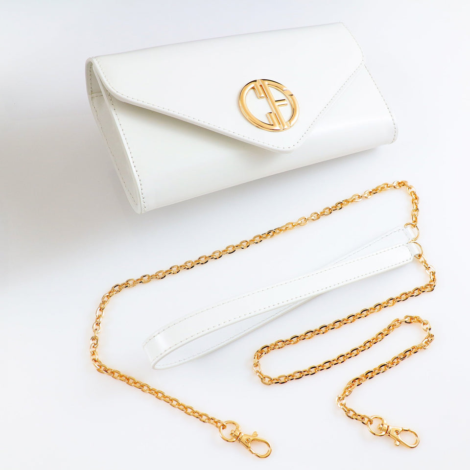 Small handbag - crossbody - White semi patent leather - Gold | COLDFIRE - COLDFIRE