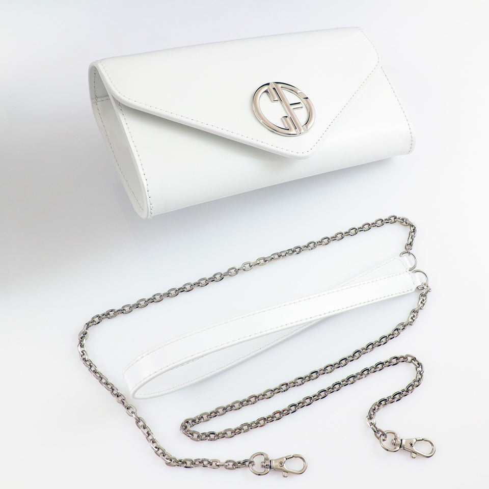 Small handbag - crossbody - White semi patent leather - Silver | COLDFIRE - COLDFIRE