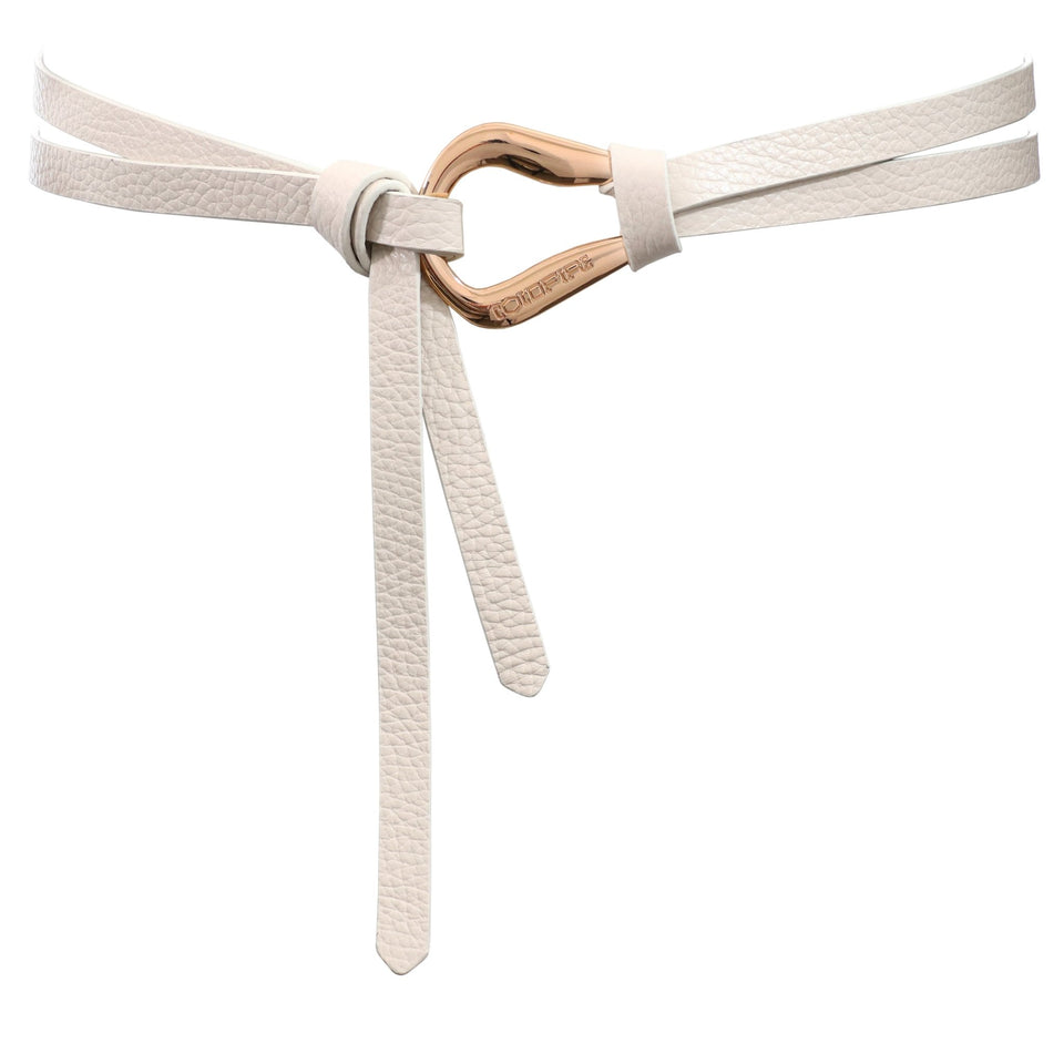 Women's double knot belt - genuine leather - 10 mm - Off White - Gold | COLDFIRE - COLDFIRE